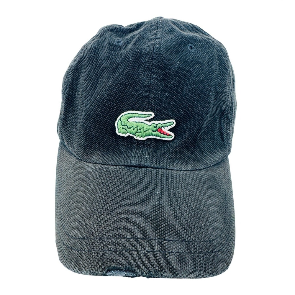 Lacoste Baseball Cap Mens OS Navy Blue Pique‎ Cotton Distressed Logo Hat